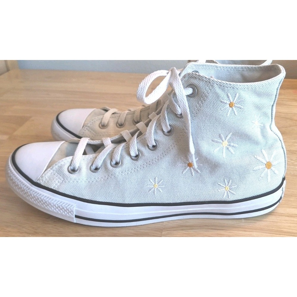 Converse All Star High Tops Womens size 12.5 Mens 10.5 Light Blue Daisy
